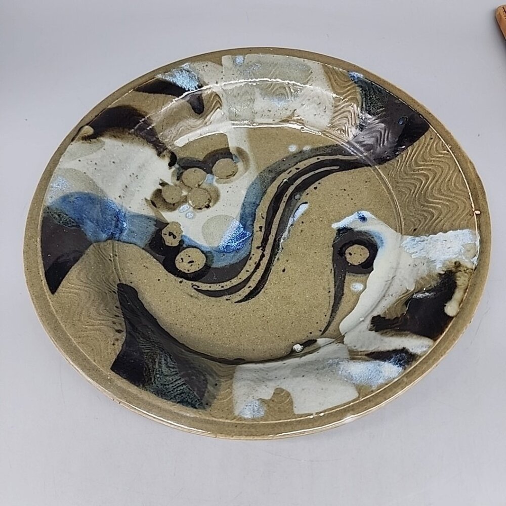 Vintage Handmade Pie Dish Stoneware 1999 Renee Compton